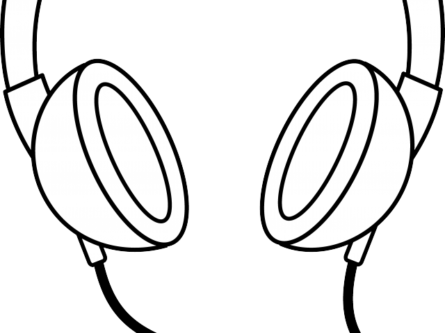Ear Clipart Colouring Page - Headphones Clipart Black And White (640x480)