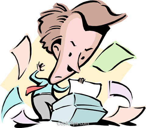 Cartoon Man With Printer Royalty Free Vector Clip Art - Printer (480x421)