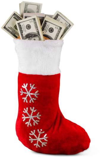 Christmas Stocking Full Of Money - Calze Di Natale (368x550)