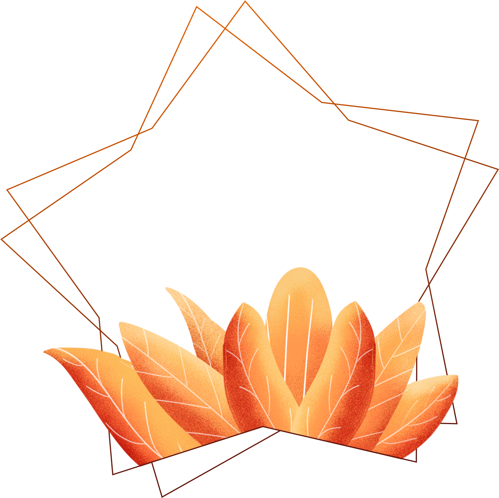 Hand Painted Border Coral Orange Leaves Plants Png - Psd (2000x2000)