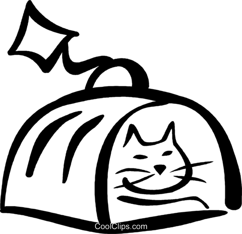 Cat In A Carrying Case Royalty Free Vector Clip Art - Cat In A Carrying Case Royalty Free Vector Clip Art (480x464)