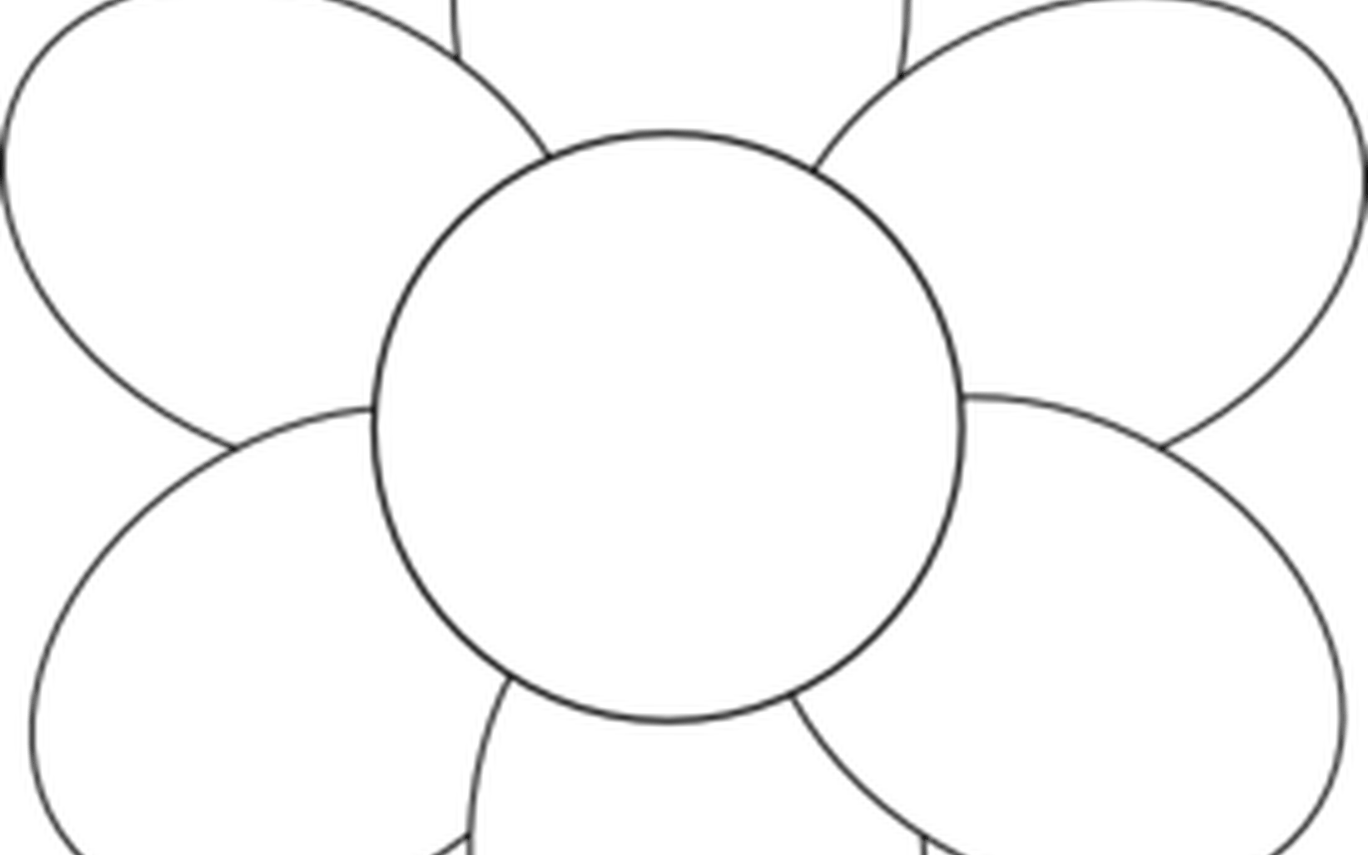Flower Six Petals Black Outline Clip Art At Clkercom - Circle (1368x855)