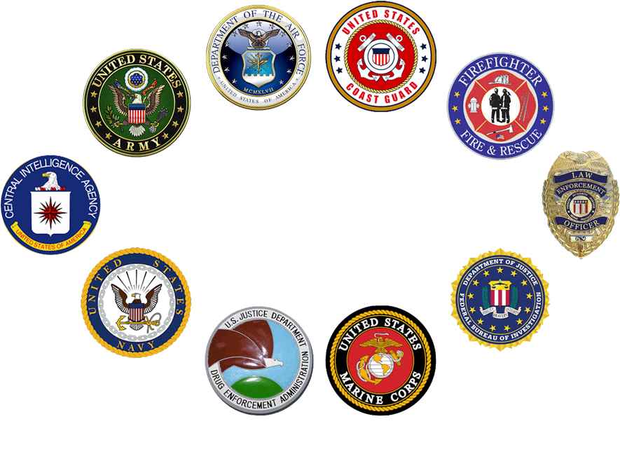 Funeral Prints Honors All The Members Of The Military - Military First Responder Badges (918x677)