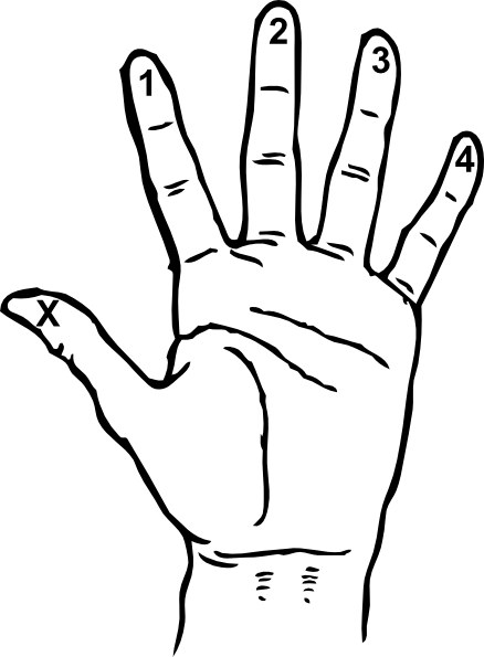 Guitar Fingering Clip Art - Hand Clipart Black And White (438x595)