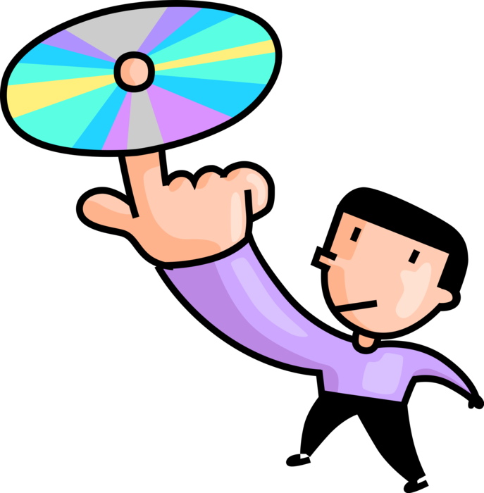 Vector Illustration Of Music Lover Spins Cd Disc Or - Vector Illustration Of Music Lover Spins Cd Disc Or (687x700)