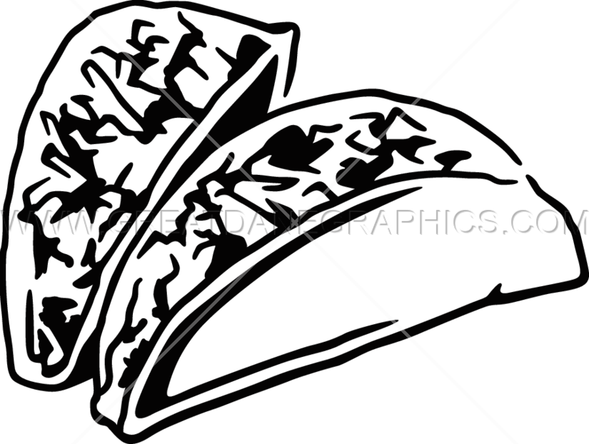Tacos Clip Art Black And White (825x622)
