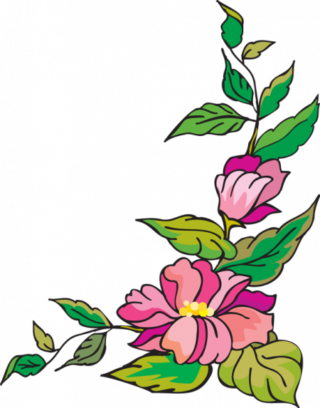 Blue Bonnet Flower Clipart - Flower Corner Border Clip Art (450x573)
