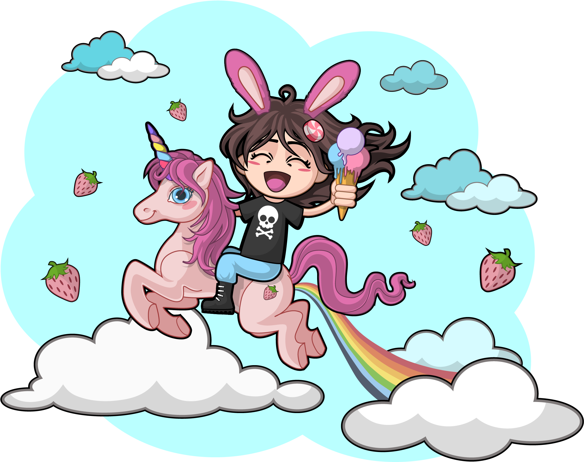 Unicorn And Rainbow In Happy Land Mini Pack - Illustration (2219x1756)