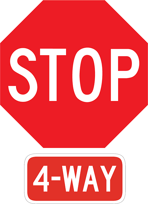On One-way Streets And Roadways That You Are Not Allowed - 4 Way Road Sign Meaning (500x689)