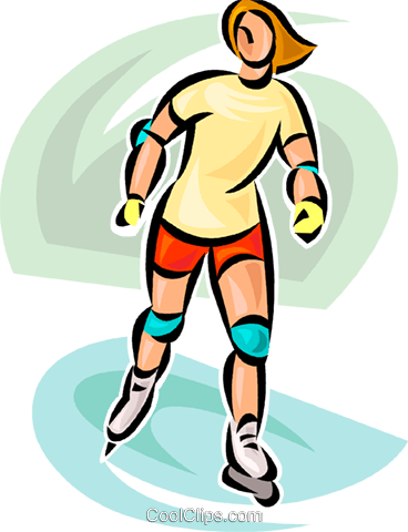 Mujer En Patines Libres De Derechos Ilustraciones De - Illustration (368x480)