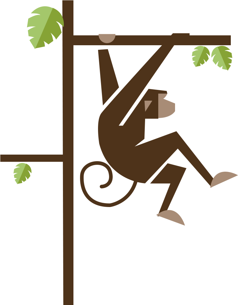 Singe Grimpant Aux Arbres Simples Singes À Effet Origami - Graphic Design (1200x1200)
