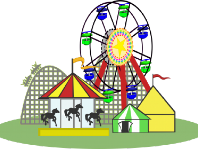 Setting Clipart Carnival - Amusement Park Clipart Black And White (640x480)
