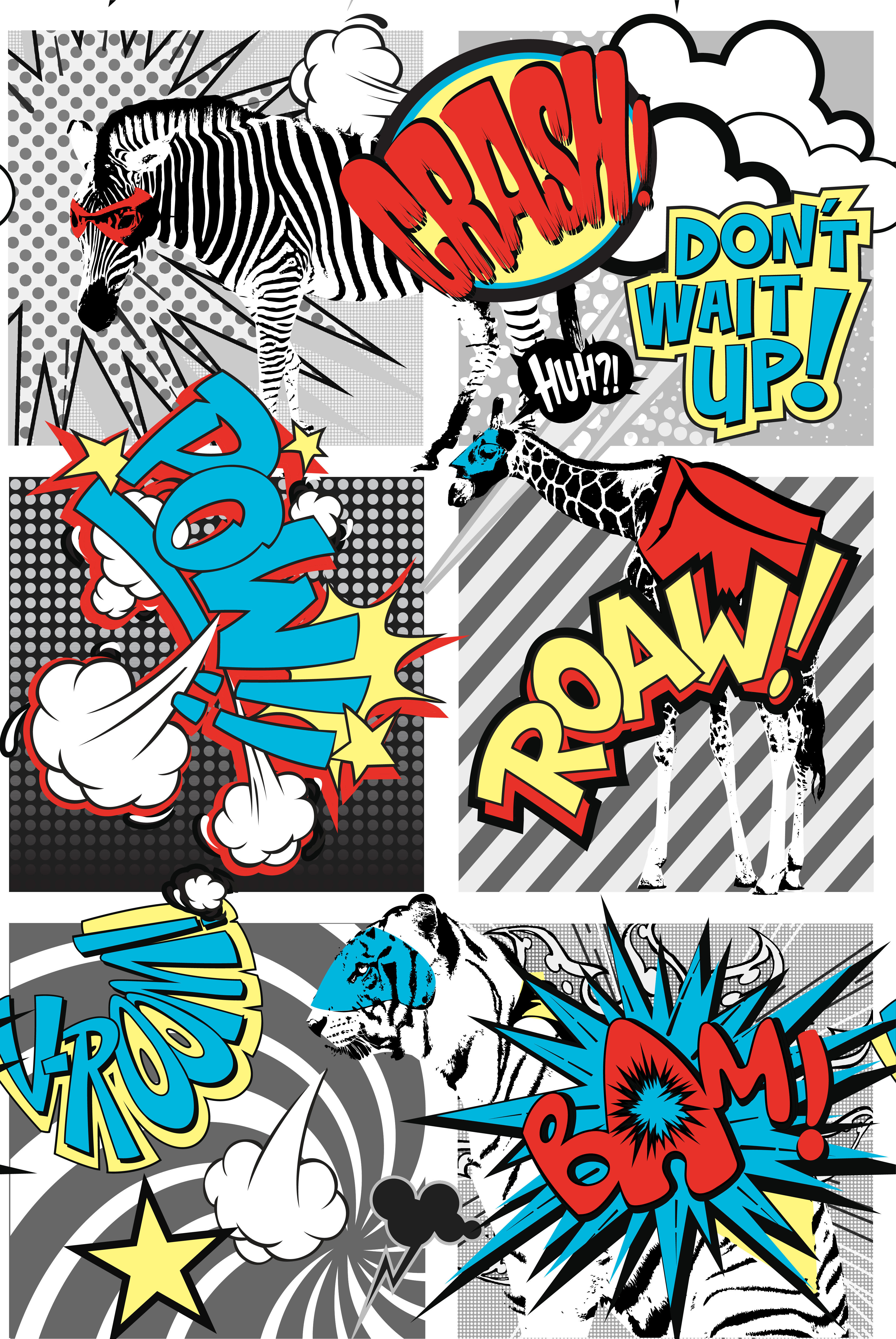 Downloadt Shirtdesigns Com 2121952 Super Hero Animal - Pop Art Comic Strip (3780x5649)