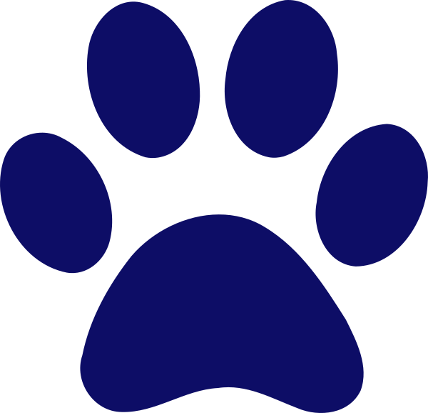 Dark Blue Paw Print Husky Clip Art At Clker Vector - Blue Paw Print Clip Art (600x578)