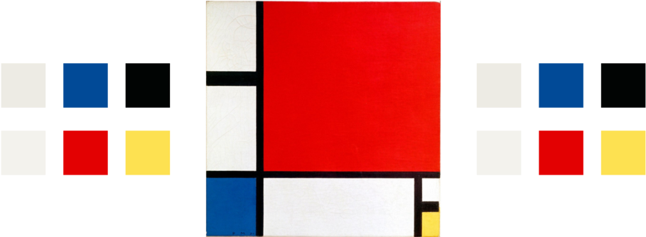 Masculine Color Palettes - Piet Mondrian Composition Ii In Red Blue (1000x333)