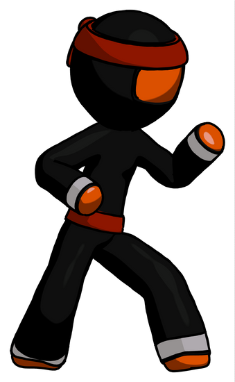 Orange Ninja Warrior Man Martial Arts Defense Pose - Orange Ninja Warrior Man Martial Arts Defense Pose (339x550)