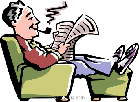 Happy Elderly Clipart - Uomo Che Legge Il Giornale (480x352)