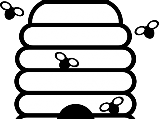 Bee Hive Clipart Black And White - Easy To Draw Beehive (640x480)