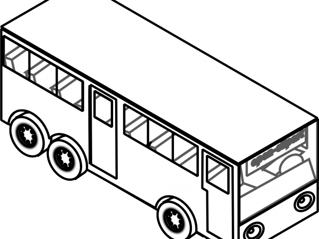 Drawn Bus Line Art - Clip Art Black And White Bus (640x480)