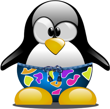 Sample Clip-arts - Penguin Surfboard (361x369)
