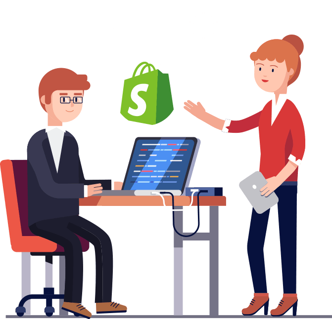 Shopify Design And Development - Talking To A Manager Clipart (671x646)