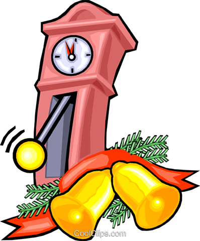 Grandfather Clock With Christmas Bells Royalty Free - Grandfather Clock With Christmas Bells Royalty Free (398x480)