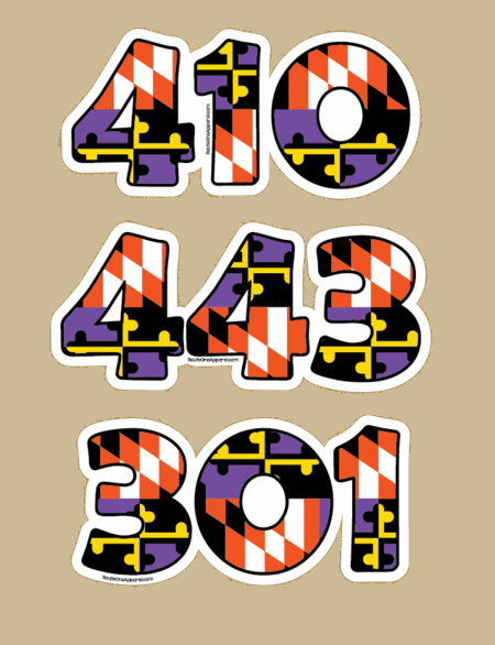 "443" Baltimore Purple & Orange Maryland Flag / Sticker - "443" Baltimore Purple & Orange Maryland Flag / Sticker (450x586)