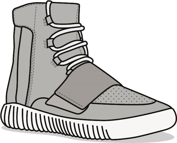 Clipart Library Download Grey Huge Freebie - Yeezy Shoe Cartoon (594x481)