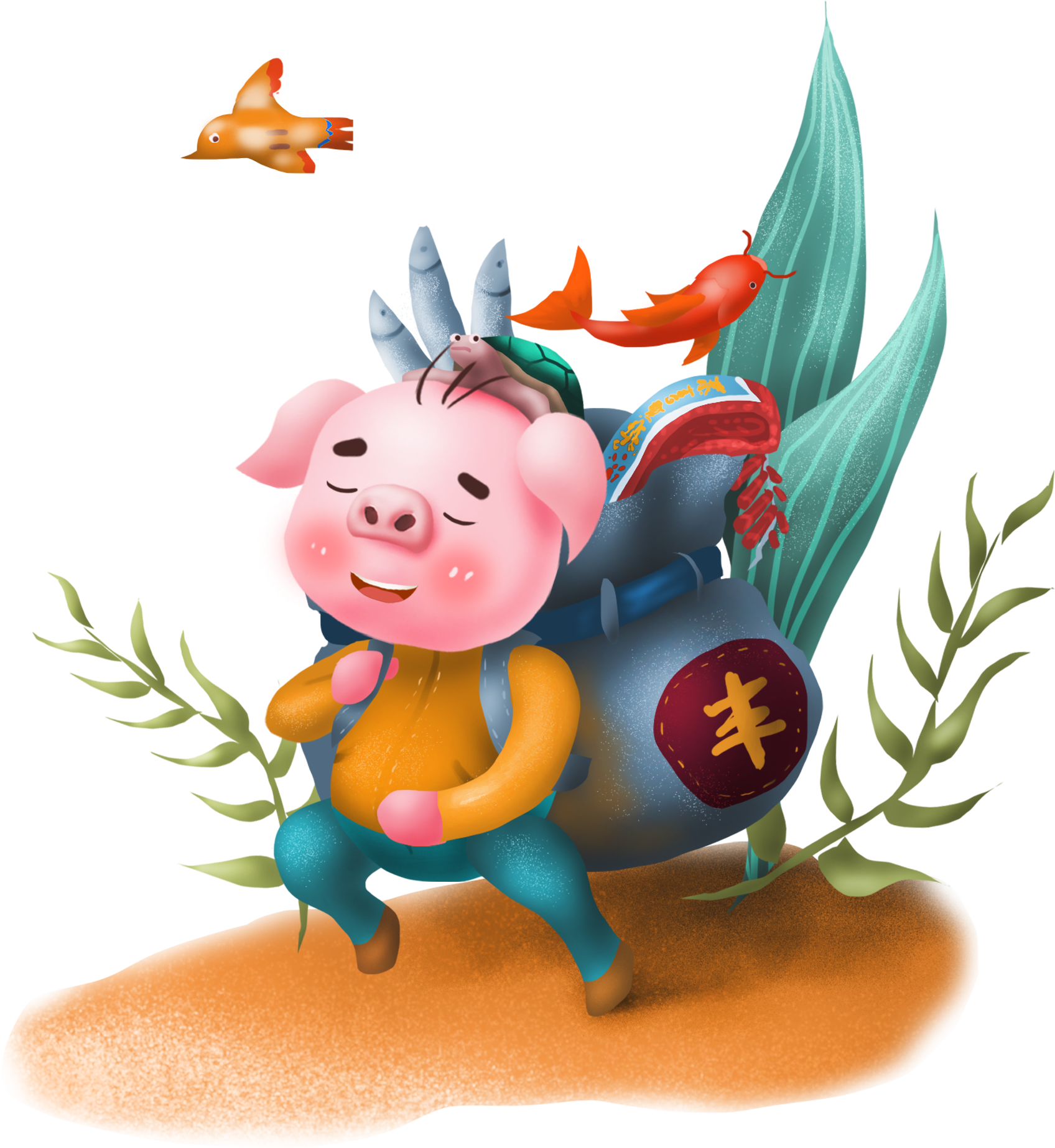 New Year Goods Commercial Pig Hd Png And Psd - Cartoon (2000x2000)