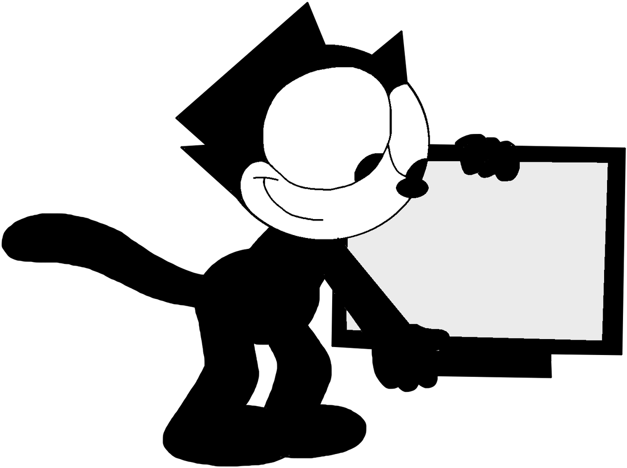 Felix With A High Definition Television By Mega Shonen - Cartoon (1600x1348)