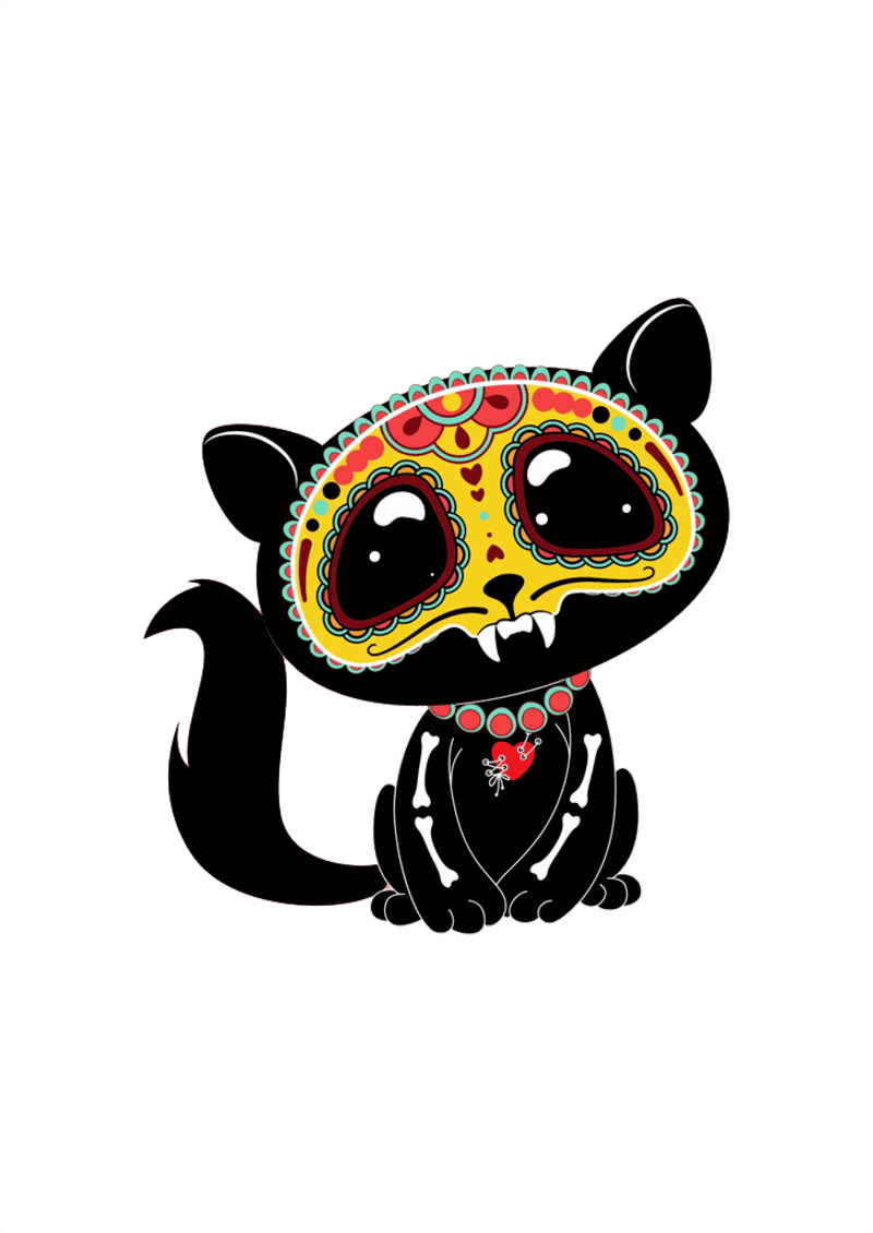 Cat Walking Clip Art - Day Of The Dead Animal Coloring Pages (800x1130)