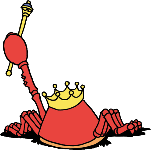 King Crabbie Leaving The Scene With Staff Raised High - King Crabbie Leaving The Scene With Staff Raised High (520x552)