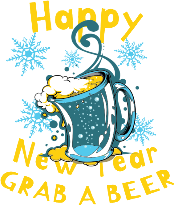 New Year Grab A Beer - Illustration (600x744)