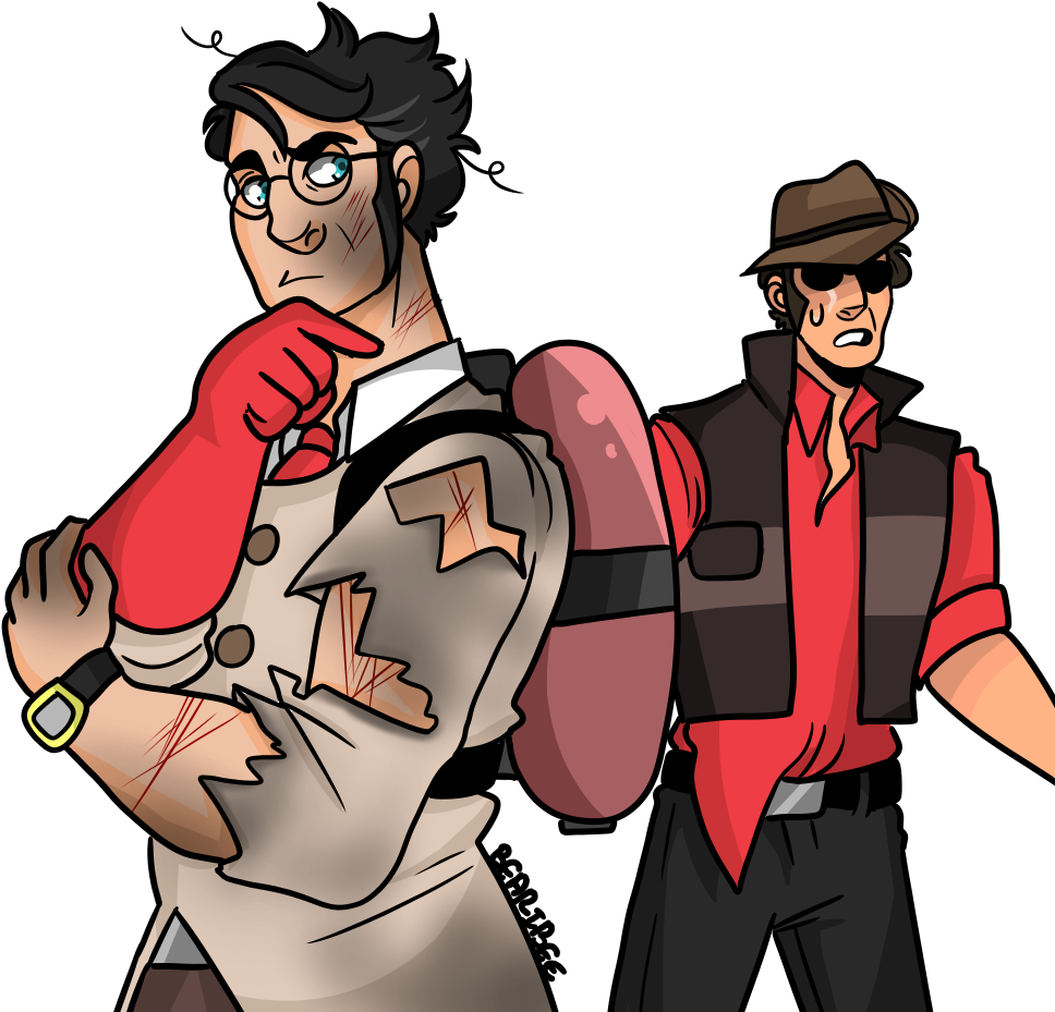 Foe Yay Red Sniper And Red Medic - Cartoon (1000x1000)