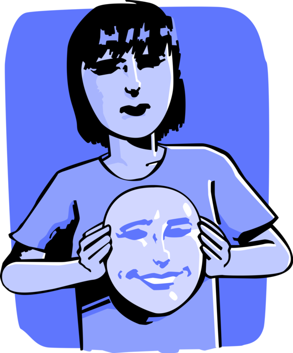 Vector Illustration Of Two Faced Hypocritical Or Double - Vector Illustration Of Two Faced Hypocritical Or Double (582x700)