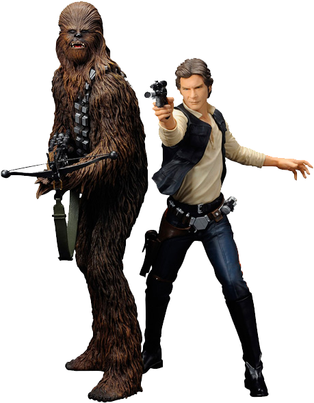 Clip Art Library Star Wars Artfx Statue Pack Hero Stash - Han Solo Chewbacca Action Figure (600x600)