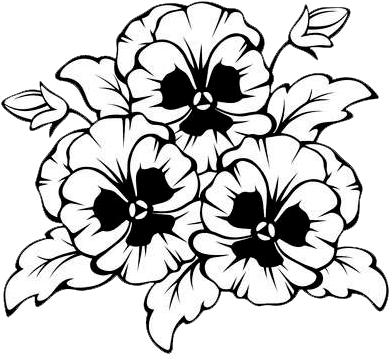 Cloud Cliparts Has The Largest And Collection Of Flower - Black And White Pansy (440x426)