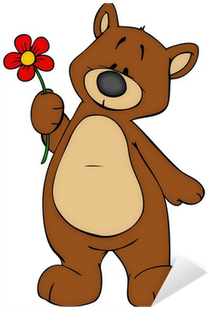 Vinilo Pixerstick Oso, Peluche, Oso De Peluche, Flores, - Bär Verliebt (400x400)