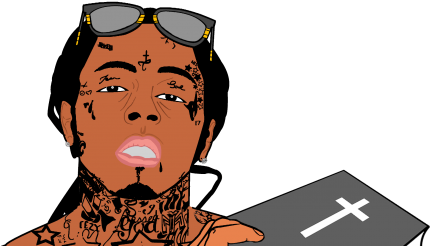 First Year Student With Bible Thumping Parents Listens - Lil Wayne Cartoon Head (475x283)