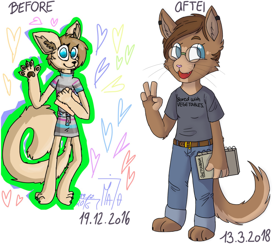 Before And After / Old Furry Oc By Blueonegone - Cartoon (948x843)