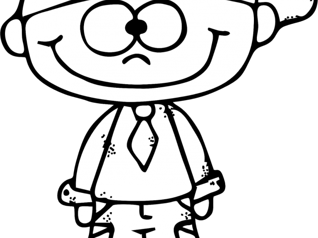 Boy Clipart Black And White - Cartoon People Coloring Pages (640x480)