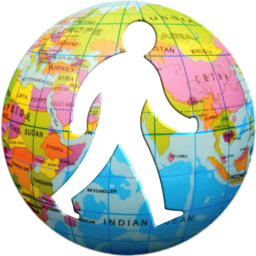 Man Walking Around The Globe (500x500)