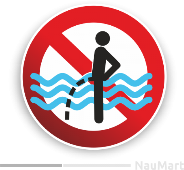 No Peeing In Pool Water Prohibition Sticker - No Peeing In Pool Sign Png (600x600)