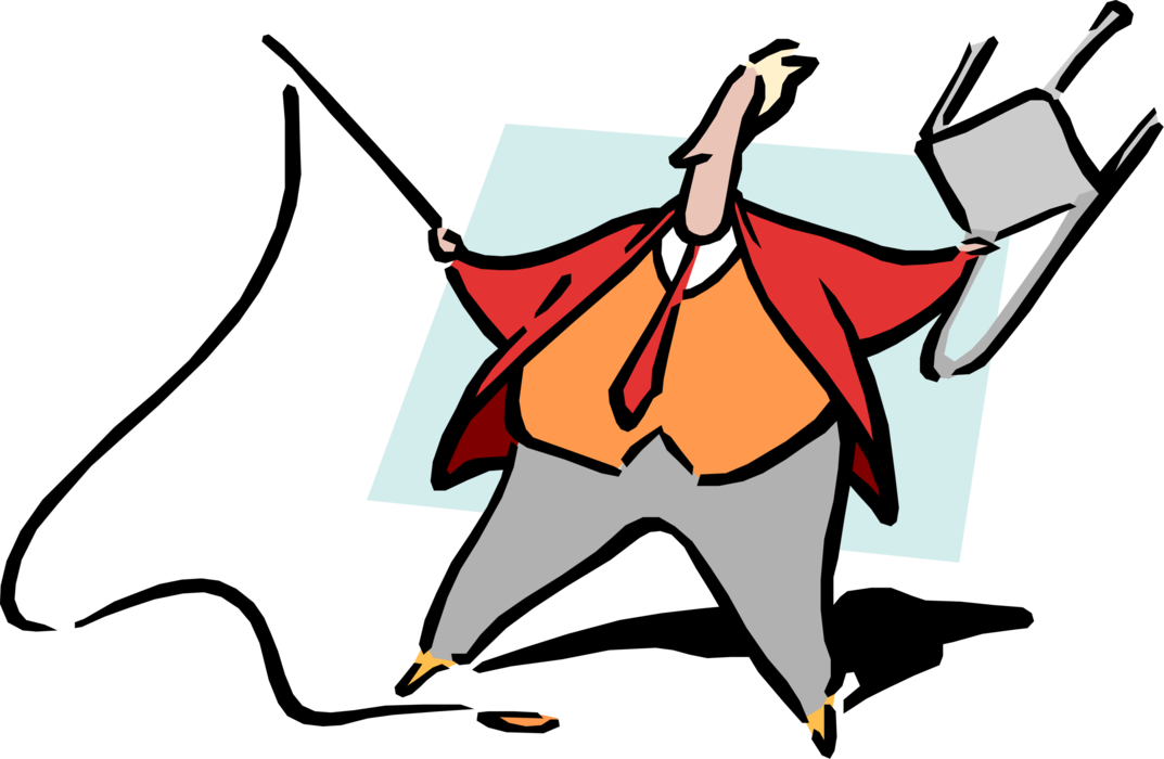 Vector Illustration Of Businessman Office Ringmaster - Sinergia En La Empresa (1073x700)