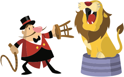 Tamer Held Up The Three Legged Stool, The Lion Did - Lion And Lion Tamer (452x281)