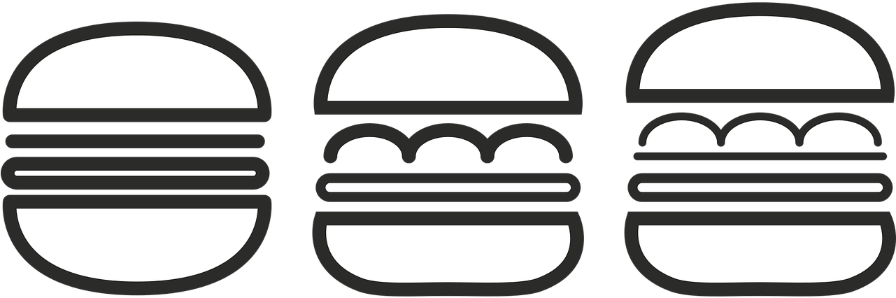 Burger Restaurant Piktogram Fast Png Image - Burger Clipart Black And White (1281x426)
