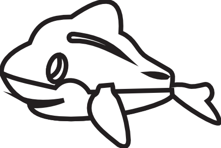 Black And White Dolphins Clip Art - Line Art (444x298)