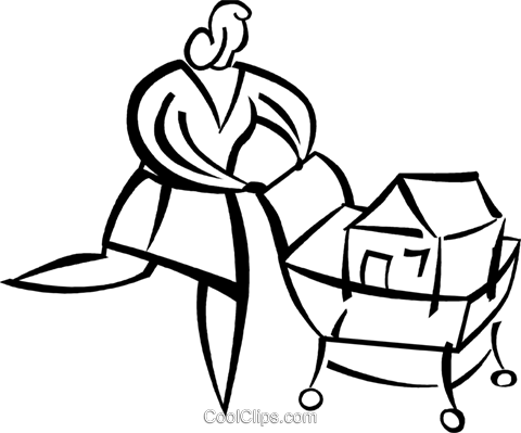 Woman Shopping For A New Home Royalty Free Vector Clip - Woman Shopping For A New Home Royalty Free Vector Clip (480x399)