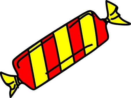 Candy, Wrapper, Striped, Isolated, Sweet - Sweet Clipart (453x340)