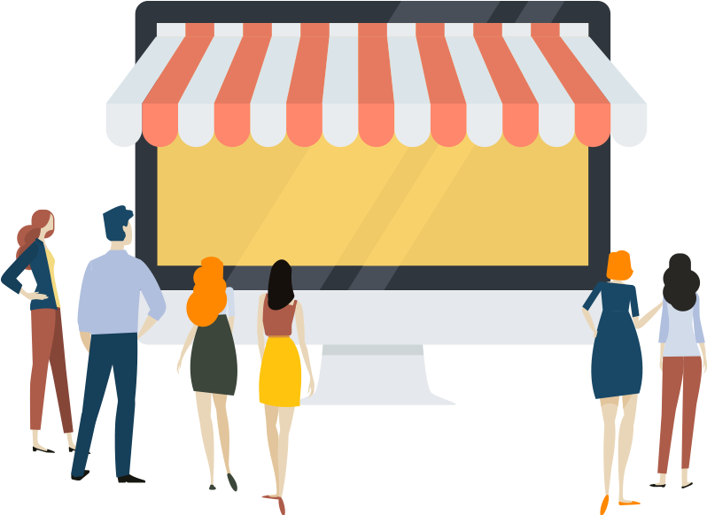 Two People Standing On A Laptop - Awning (1000x582)